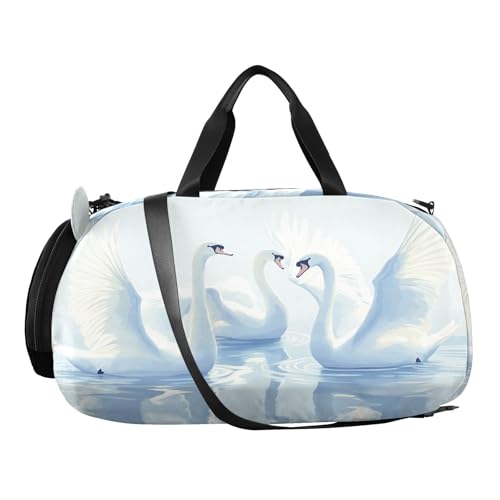 White Swan Water Kids Travel Duffel Bag for Boys Girls Overnight Weekend Tote Bag with Shoes Compartment for Dance Gym Sports2