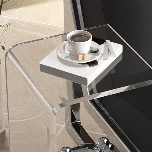 Table d'appoint en C et chevet acrylique transparent pour petits espaces - 4