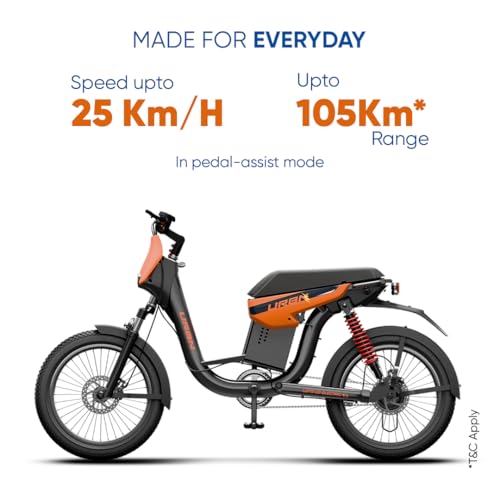 Image of Motovolt URBN E-Moped | Up to 105 km Range (PAS Mode) | 250W BLDC Motor | 36V Removable LFP Battery, 20Ah (IP67) | 120 kg Load Capacity | Spring + Hydraulic Suspension | 20 inch Tyres | Orange