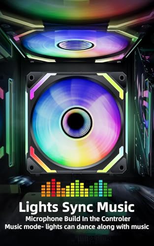 Image of AsiaHorse COSMIQ 120mm PC Case Fan, Infinity Mirror FDB 2000 RPM with 5V 3-PIN Connector and Small Controller, Daisy Chain PWM PC RGB Fans for Cases CPU Liquid Coolers, White, Reverse Fan