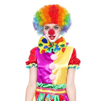 jiebor Clown Costume Clown Wig Nose Accessories Bow Tie for Halloween Parties Carnivals Pretend Play Men Women Adults Decorations