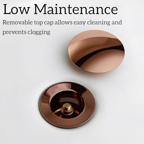 Image of BASSINO Premium 6 Inch Brass Waste Coupling /Washbasin Drainer /Rust-Proof Pop-Up for Basin /Drain Stopper for Tabletop, Wall-Mount & Pedestal Wash Basins(Brushed-Rose Gold)