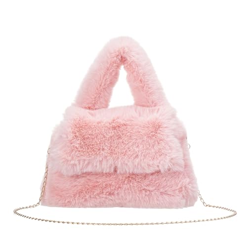 SUNBORRY Fluffy Tote Bag for Woman Plush Shoulder Handbag Furry