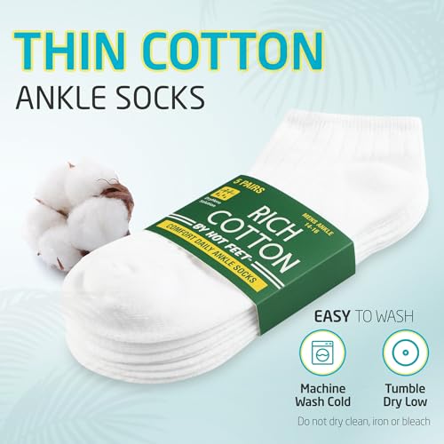 HOT FEET Men Thin Cotton No Show Summer Socks - 5 Pack Low Cut Moisture Wicking Lightweight Socks, Light Ankle Footie3