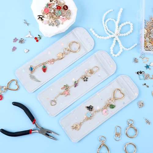 Image of Himake 645Pcs Charms Lip Gloss Keychain Making Kit, DIY Bag Charm Kit with Gift Bag, Key Chain Making Supplies Including Charms, Clips, Chains, Plier & Tools