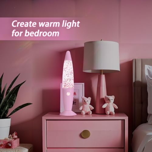 Vanful 13 Inches Pink Glitter Lamp with Hexagonal and Pentagonal Sparkles for Adults and Kids?Glitter Pink Night Light for Girls Bedroom Home and Party Christmas Thanksgiving Day Decoration