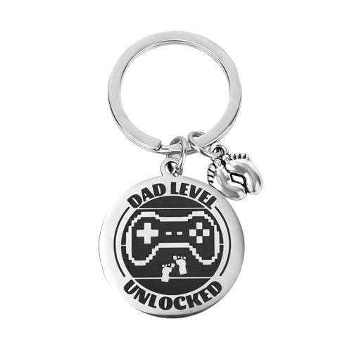 Mikovivi Porta-chaves de pai desbloqueado, design comando jogo presente para o futuro pai com disse impressão de bebé esposa para marido