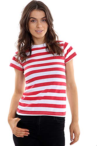 Ladies Womens Striped T Shirts T Shirt Tops Vest Cotton Blend Fancy Dress S-XL