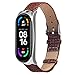 Produktbild Miya System Ltd Lederband für Mi Band 6, Echtleder Fitness Strap Armband Ersatz für Damen Herren Kompatibel mit Mi Band 6/Mi Band 5 (M6)