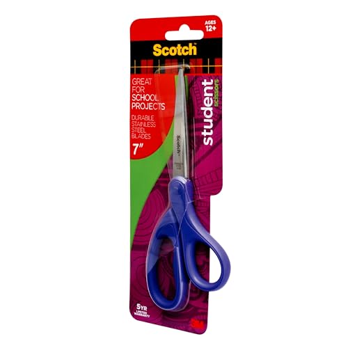 Scotch 7-Inch Student Scissors, Blue, Green, and Purple, Colors Vary, 6-Pack - image 5