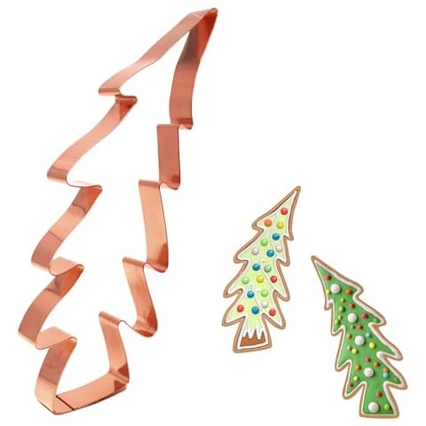 Extra Large Primitive Christmas Tree Cookie Cutter 8" x 3.75" Copper Handmade in the USA for Holiday Baking, Christmas Tree Decorations, and Unique Gifts Cover