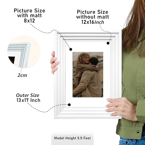 Image of Art Street Luxury Photo Frame for living room, Modern Step Design Photo Frames for Photograph, Art Work, Kids Room Set of 6 (12x16 Inch, White)