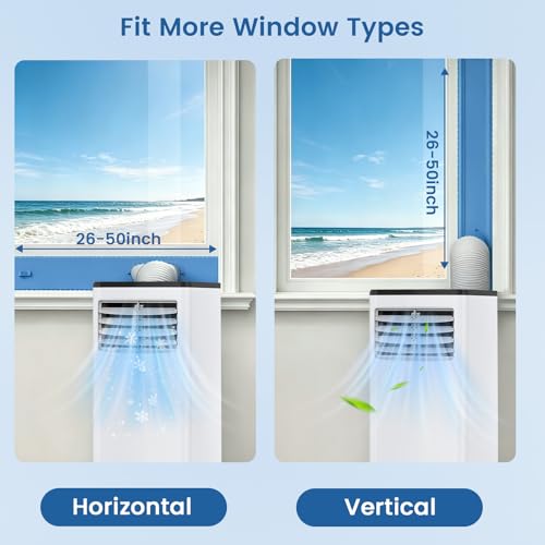 Image of Electactic 8000 BTU Portable AC, 3-in-1 Air Conditioner with Dehumidifier & Cooling Fan, Remote Control, LED Display, Sleep Mode, Quiet, 24H Timer, 360 Casters & Window Kit, for Room Office Apartment