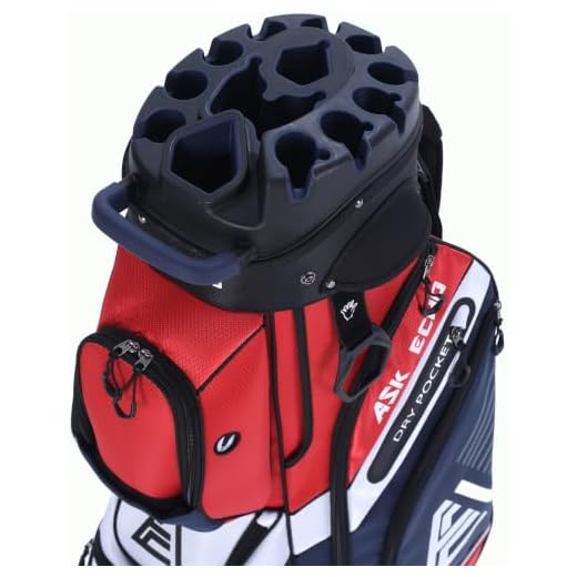 ASK ECHO T-Lock Golf Cart Bag with 14 Way Organizer Divider Top, Premium Cart Bag with Handles and Rain Cover for Men (Navy Blue)