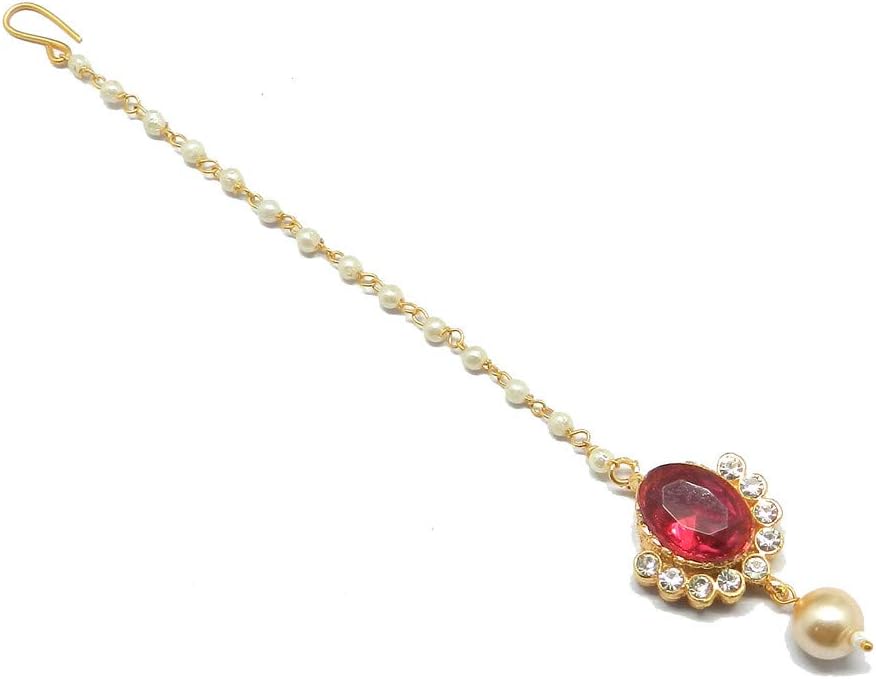 Radhesh Creation And JewelleryGold Plated Big Stone Maangtikka for Women