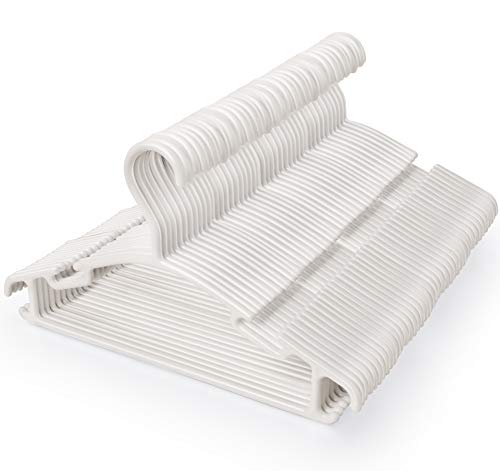 ilauke 48 Pack White Plastic Nursery Hangers, Ultra Thin Space Saving Baby Hangers Nonslip Tubular Hangers