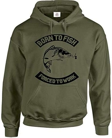 DarkwearBorn To Fish Forced To Work Fishing Carp Hoody Gifts for Men Fishermen Angling Clothing Hoodie