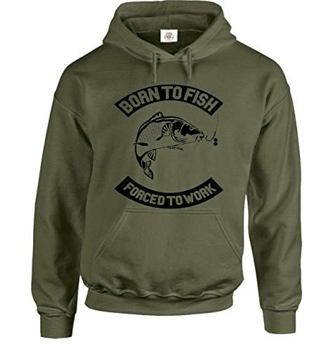 DarkwearBorn To Fish Forced To Work Fishing Carp Hoody Gifts for Men Fishermen Angling Clothing Hoodie