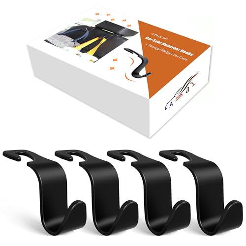 Amooca 4-Pack Car Headrest Hooks Vehicle Storage Organizer for Purses Handbags Groceries Backpack...