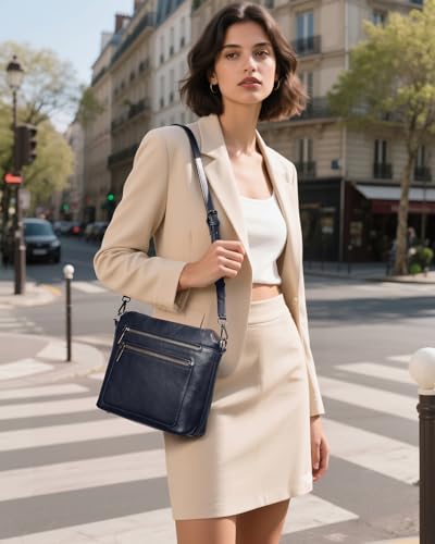 Image of COOLCY Genuine Leather Crossbody Bags for Women Purses and Handbags for Ladies with Multiple Pockets Shoulder Satchel Bag