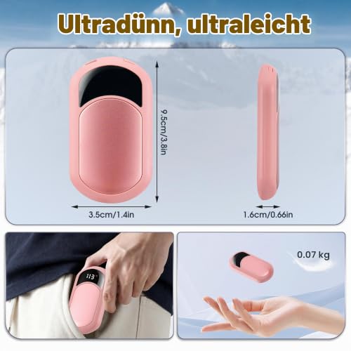 Handwärmer Elektrisch 2-Pack, 6400mAh Elektrische Tragbarer Wiederaufladbarer USB Handwärmer… – Ansicht 2