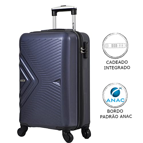 Conjunto de Malas de Viagem em ABS Yins 21147 Rodas Giro Cadeado Integrado 2Pcs P/M Azul Marinho