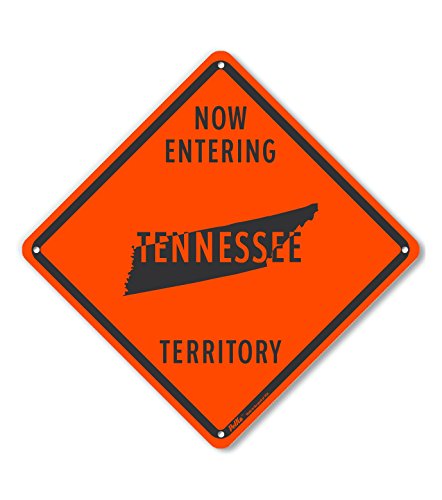 Panneau en aluminium Now Entering Tennessee Territory orange 25,4x25,4 cm
