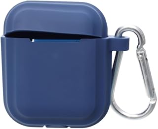 Silicone Shock Proof Wireless Earbud Case with Carabiner, Easy to Disassemble, Scratch-Resistant, Full Protective Compatible with Airpods 1 - Navy