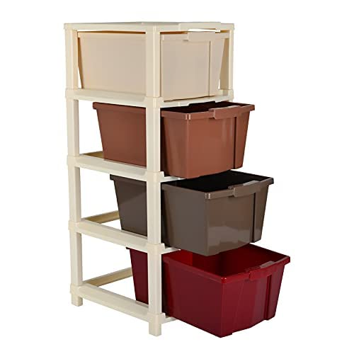 Image of Joyful Studio 4 XL Plastic Modular Drawer System (Brown, 31x39 x80.9 cm)