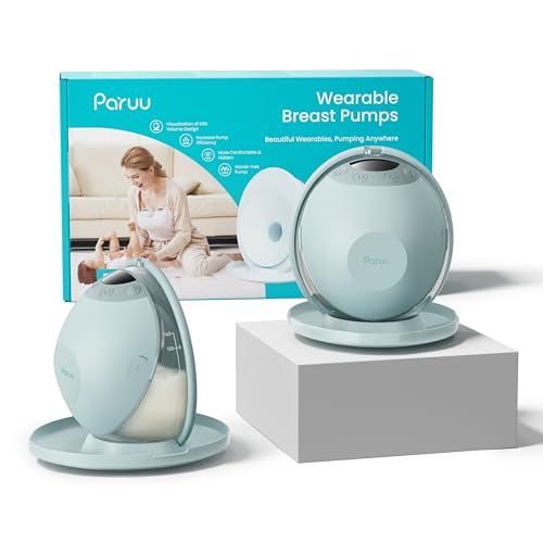 Paruu P20 Hands-Free Wearable Electric Breast Pump - 4 Modes & 12 Suction Levels, 19/21/24mm Double-Sealed Flanges, Visible Milk Volume & Pumping Time, Lightweight Portable (2 Pack, Light Green)