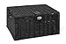 Arpan Grande resina Woven Basket archiviazione scatola con coperchio & Lock - Nero