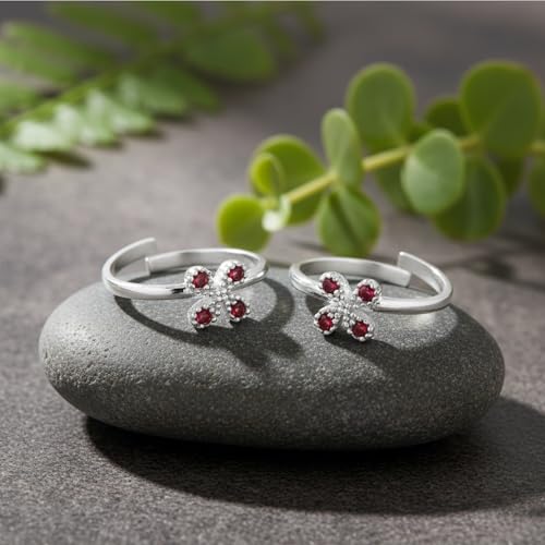 Image of SATKOTI 925 Silver Toe Rings for Women | Adjustable Pure Metal Bichiya with AAA Quality CZ Stone| BIS Hallmarked Jewelry with Authenticity Certificate | Pair of 2 Metti