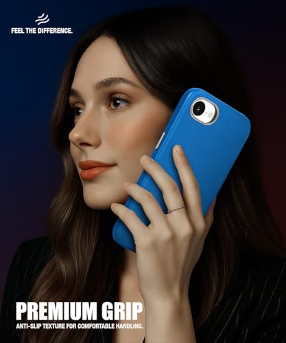 Image of WOW IMAGINE Back Cover for iPhone 16e | iPhone 17e | Shockproof Tough Leather Texture Hard Mobile Case | Ultra Slim Non-Slip Grip | Inner Velvet Fabric | Metal Camera Ring - Blue