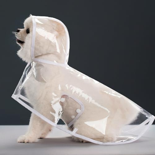 SSyang Pet Raincoat, Raincoat for Dogs with Hood Waterproof for Small and Medium Dogs Adjustable Transparent Poncho Raincoat (M,White) - Image 3