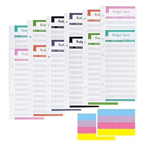 24 Blätter Budget Planner 6 Löcher A6 Budget Binder Budget Sheets mit 16 Aufkleber Etikett Nachfüllpapier Budget Planer Zubehör Geld Organizer Rechnung Organizer