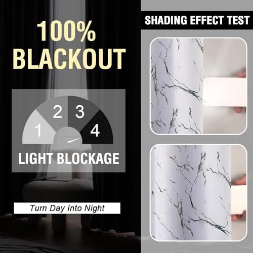 Image of BFAM Marble Print 100% Blackout Curtain with Black Linning at Back,Green Marble Print Curtains for Living Room /Bedroom Thermal Insulated Energey Saving 7 Feet Pack of 1 Curtain