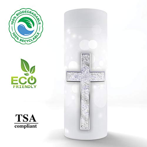 Image of Silver Cross Scattering Tubes for Human Ashes TSA Approved Scattering Urn and Eco-Friendly Biodegradable Urns for Human Ashes & Biodegradable Urn for Burial at Sea