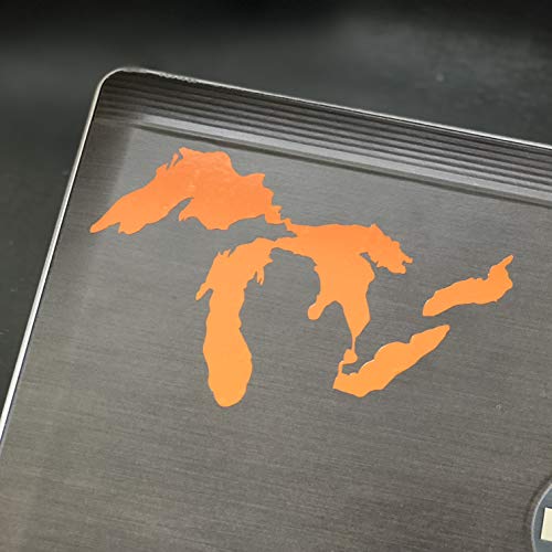 Image of Great Lakes Sticker Michigan Car Decal Premium Heavy-Duty Waterproof Vinyl for Bumpers, Windows, Laptops, Water Bottles or Coolers (Orange, 4.75 inch Wide)