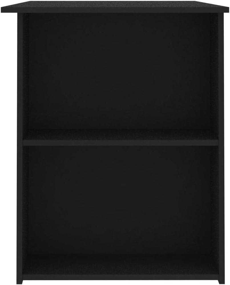 Side view of the vidaXL Modern Desk showing the two storage shelves