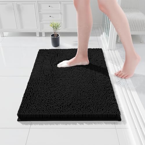 COMPOLICY Badezimmerteppich 40x60cm Chenille, Badteppich rutschfeste...