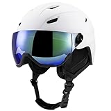 LeapBeast Skihelm Kit mit Ski Skibrille UV400,PC-Schale Verstellbarer Ski- & Snowboardhelm mit verschließbarem Belüftungssystem,mit abnehmbaren Ohrenpolstern Unisex Skihelm (Weiß, L)