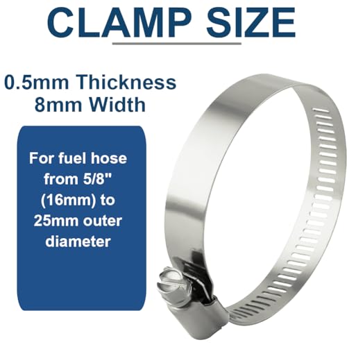 Byredio 1/2 Transmission Hose Fuel Line High-Pressure Transmission Cooler Injection Hose with 10 Clamps For Gas, Diesel, Bio-diesel Fuel, Engine Oil, Hydraulic 10 Feet