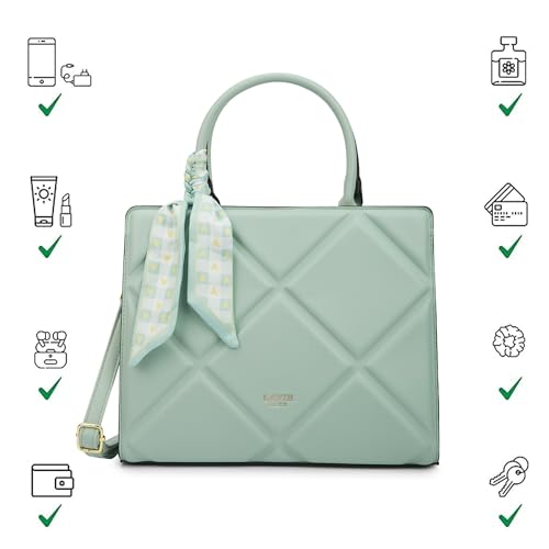 Image of Lavie Luxe Women's Quare25 Medium Debossed Satchel Handbag for Women | Satchel Bag for Work | Ladies purse | Stylish Shoulder Bag | Gift for Women