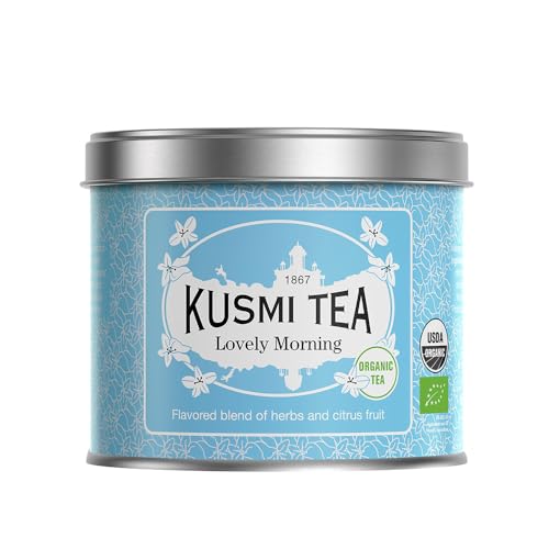 Kusmi Tea - Lovely Morning - Bio-Mischung aus grünem Tee, Mate, Zitrone, Guarana, Grapefruit und Orange - Loser Tee - 100 g Metalldose - Menge für etwa 50 Tassen