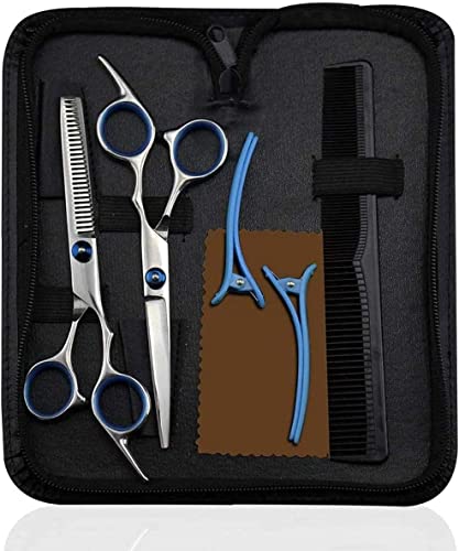 Forbici da barbiere Forbici professionali per taglio dei capelli Set 6 pezzi Kit forbici da parrucchiere Forbici da taglio per capelli Kit cesoie Uso per salone di casa Barbiere Acciaio inossidabile 6