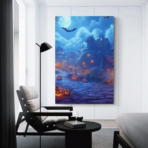 Décoration Village Halloween Peinture Murale sur Toile Premium 50x75 cm