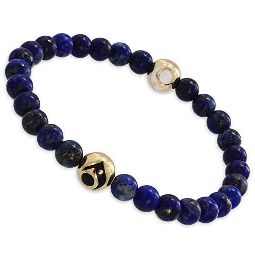 Lokai Gemstone Beaded Bracelet for Women & Men, Stone & Metal Collection - Lapis, (Small, 6 Inch Circumference) - Crystal & Gemstone Jewelry Fashion Bracelet Slides-On for Comfortable Fit