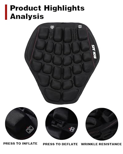 image for Grapelet Motorcycle Seat Cushion Pressure Relief Hand Press Inflatable