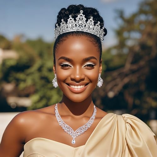 Crowns and Tiaras jewelry sets for Wedding princess birthday party Halloween Prom Pageant Jewelry for Women Crystal Bridal Jewelry Set for women4