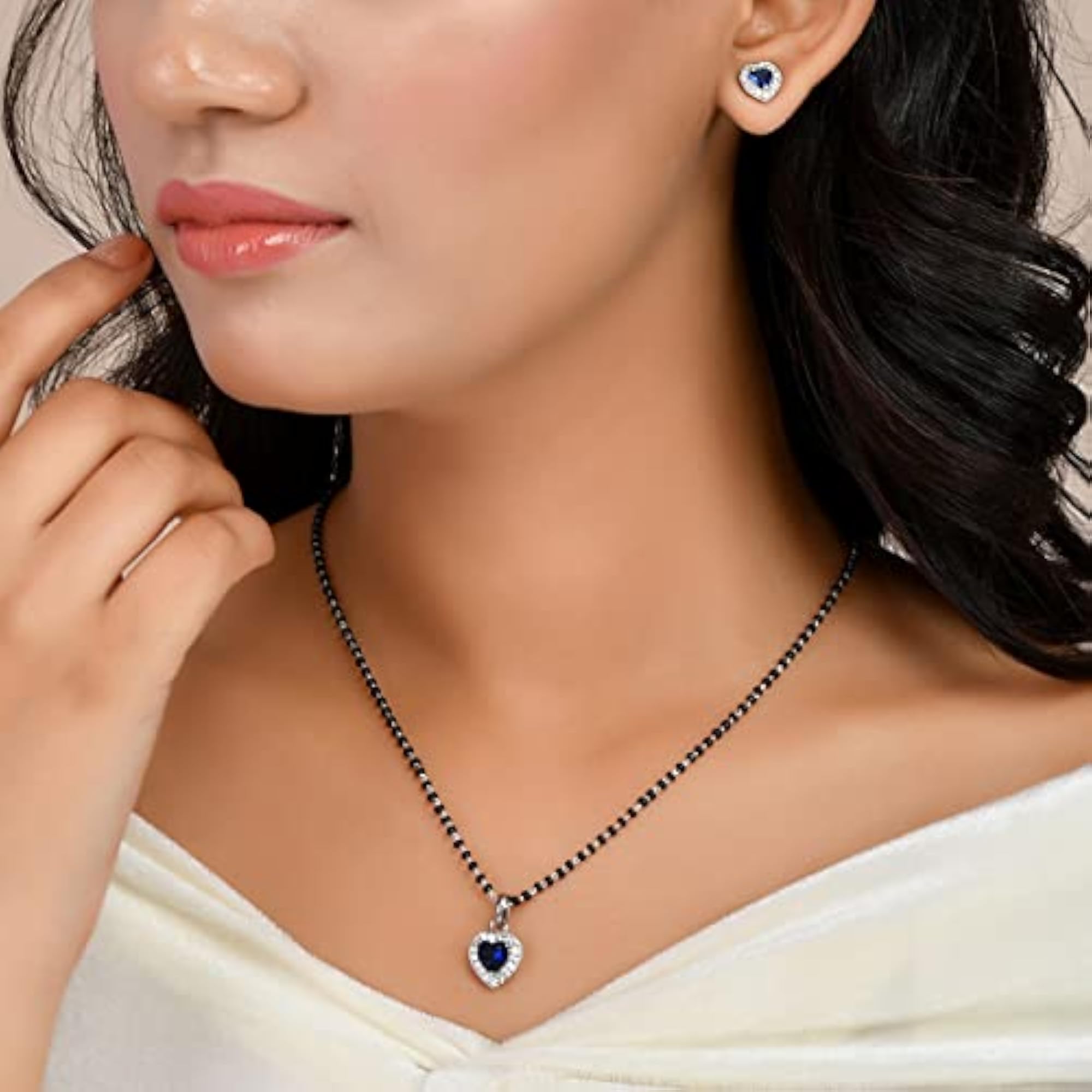 Heart Shaped Silver Mangalsutra Set, Timeless Elegance